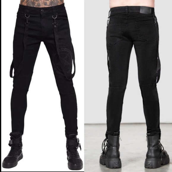 *SOLD* KILLSTAR BRIMSTONE Gothic Punk Black Skinny Jeans Pants SIZE M Rocker - Picture 1 of 9